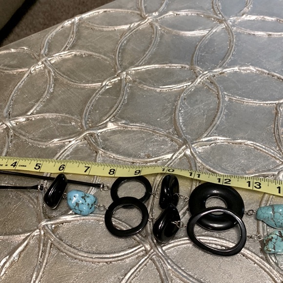 Chicos Black and Turquoise stone 21 inch necklace with silver accents. - Picture 9 of 12